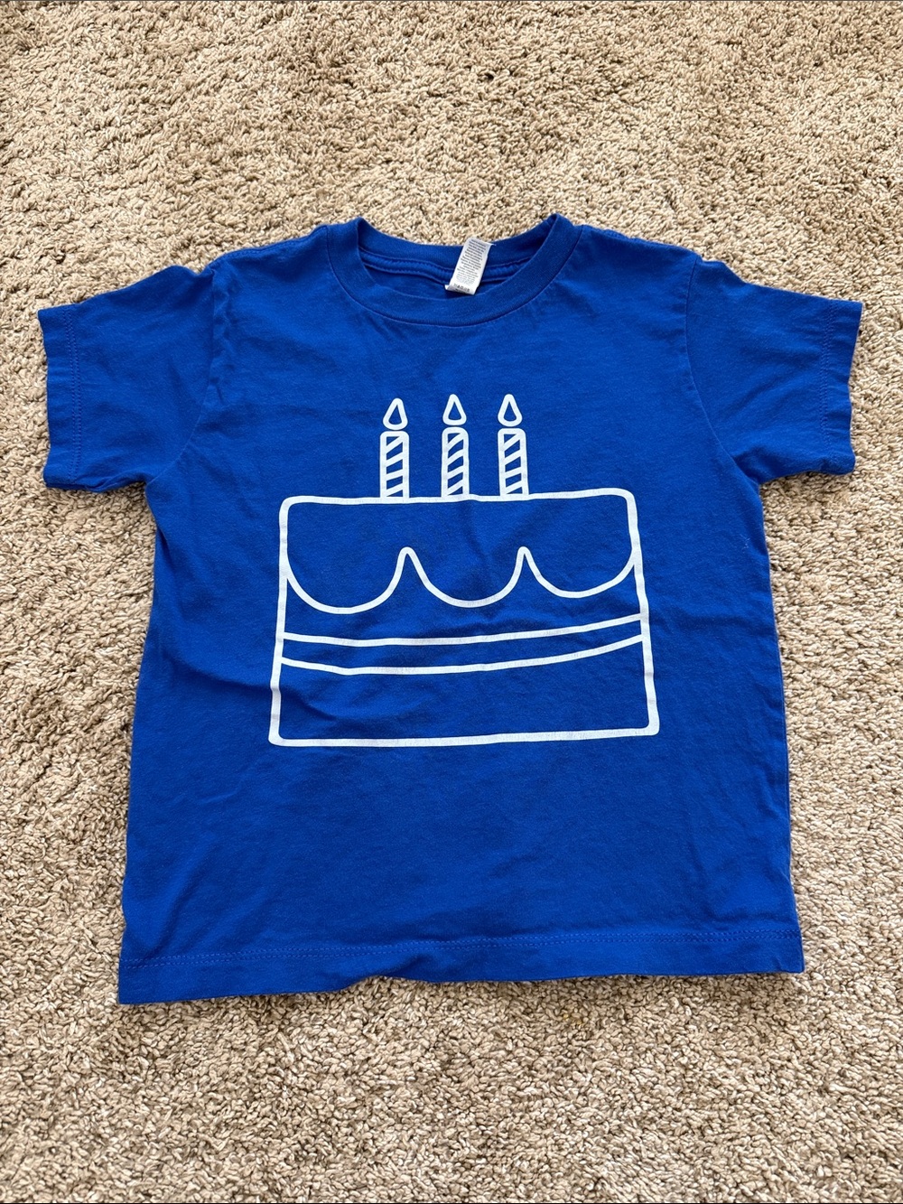 Kids Blue 3 Birthday Candle Graphic Tee
